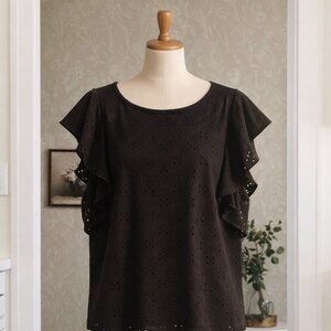 Erin Blair Eyelet Ruffle Blouse